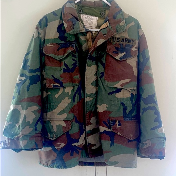 Vintage US Army Military Cold Weather Camouflage Field Jacket Sz small regular
